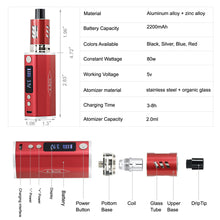 Load image into Gallery viewer, LCD Electronic E Cigarette BOX MOD Starter Kit Tank E Shisha 80W Vape Pen Unique