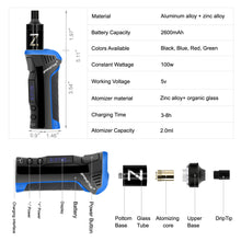 Load image into Gallery viewer, 100W E Cig Electronic Cigarette Starter Kit 2600mAh Vaporizer Mod Shisha Vape Pen