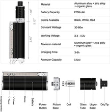 Load image into Gallery viewer, 100W 2000mAh Electronic Cigarette E Cig Vape Pen Box Mod Full Starter Kit Vapour